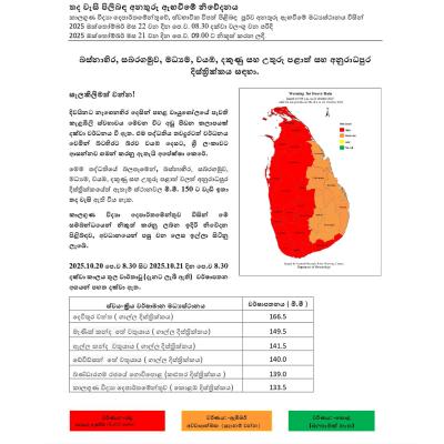 තද වැසි ගැන කාලගුණයෙන් රතු නිවේදනයක්